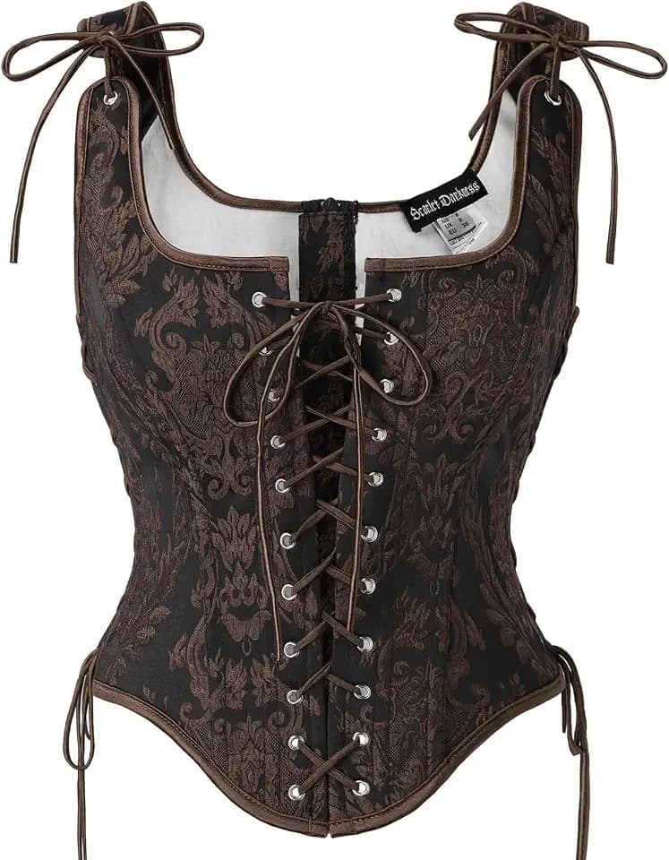 SCARLET DARKNESS Damen Korsett Top mit Schnürung Renaissance Piratenkostüm