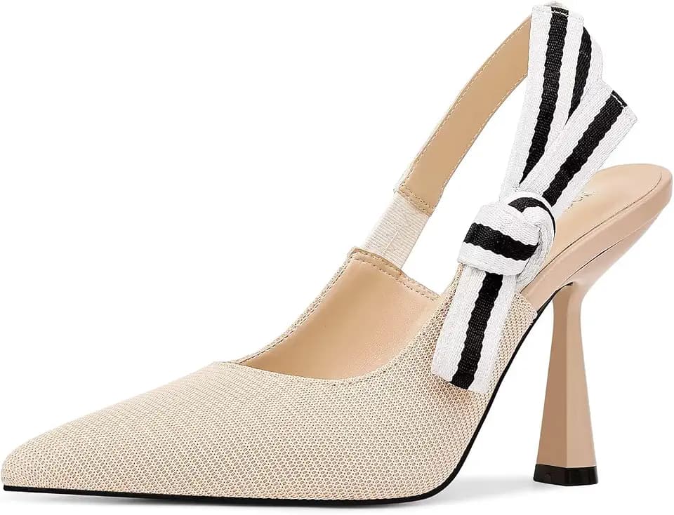 HOCHFART Women's Slingback Kitten Heels Closed Pointed Toe Slip On Pumps