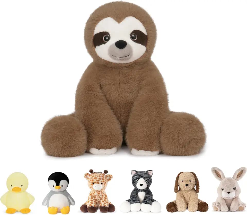 Niuniu Daddy Weighted Stuffed Animals, 14 in 3.5 lbs, Sloth Plush for Kids