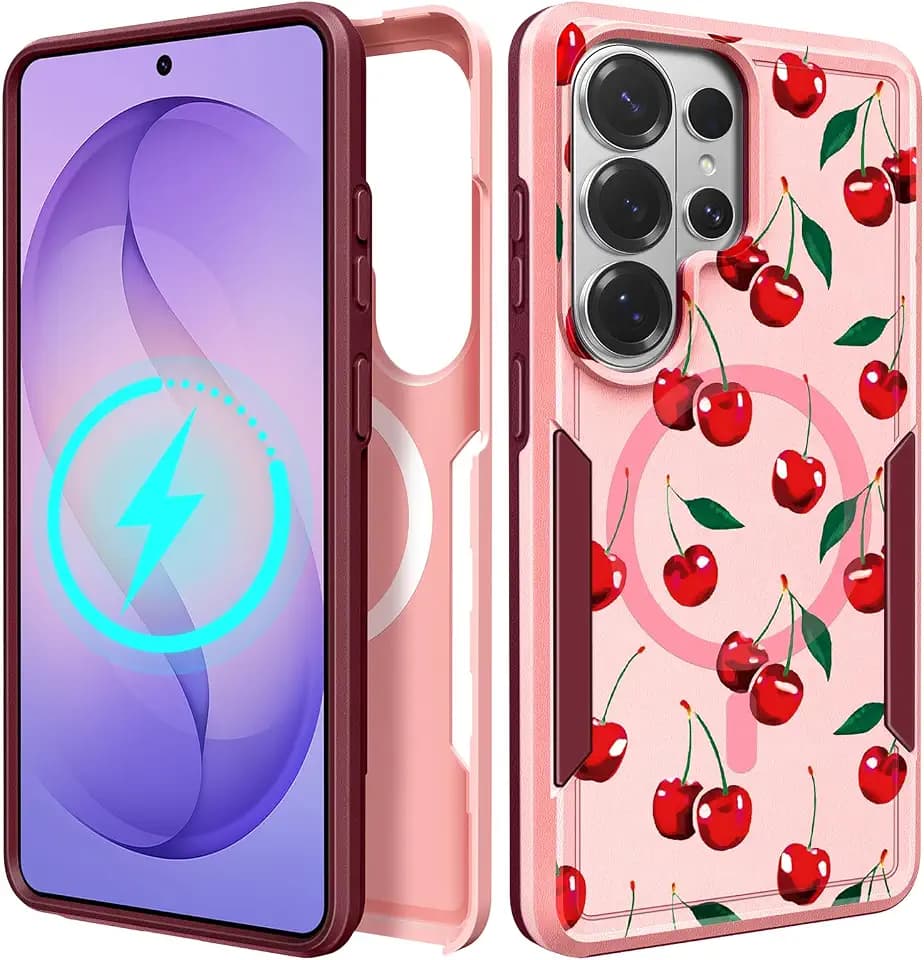 for Galaxy S26 Ultra Case Compatible with MagSafe, Cherry