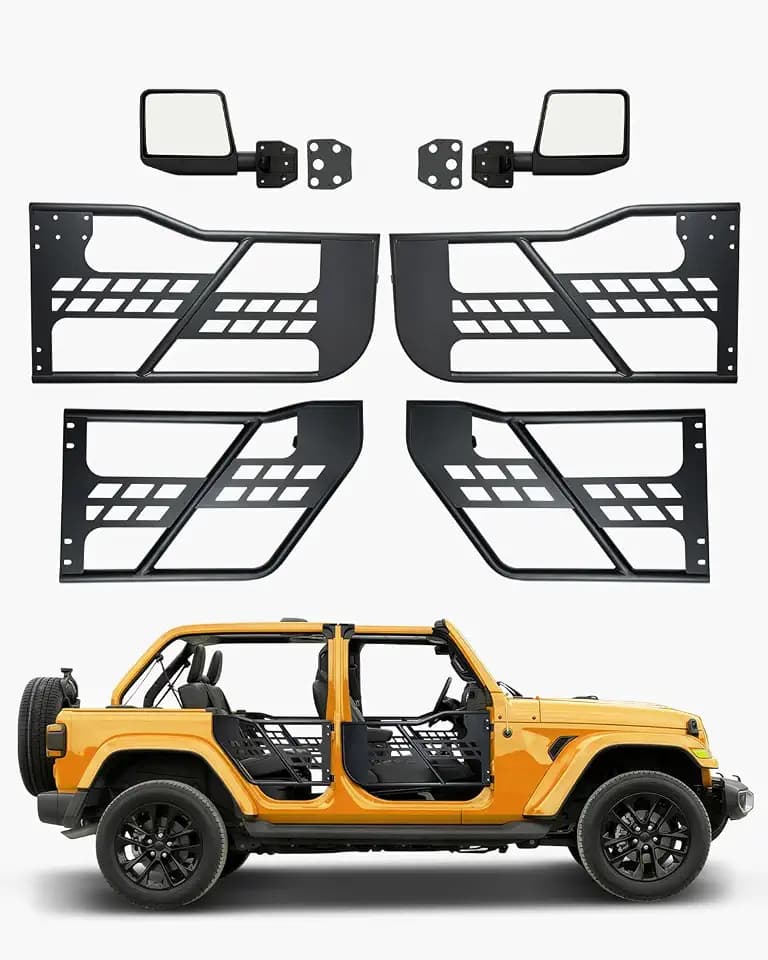 VEVOR Jeep JK Tube Doors 4 Door with DOT Certified Rear View Mirrors, Fit for 2007-2018 Jeep Wrangler JK Hunting Style Jeep Tubular Door with Rubber Pads & Toughened Steel Tube