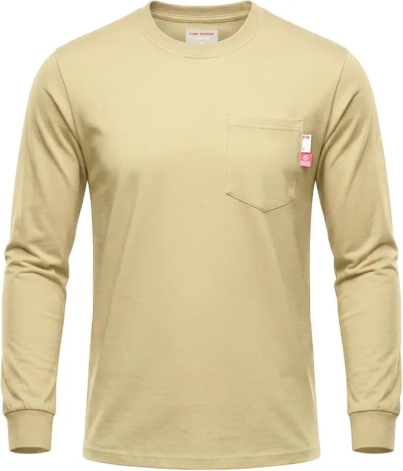 KONRECO FR Tee Shirts for Men Hi-Vis 6oz Long Sleeve Safety Shirts CAT 2