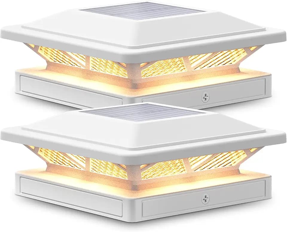 SIEDiNLAR Solar Post Cap Lights Outdoor 2 Modes 2 Pack White, (Warm/White)