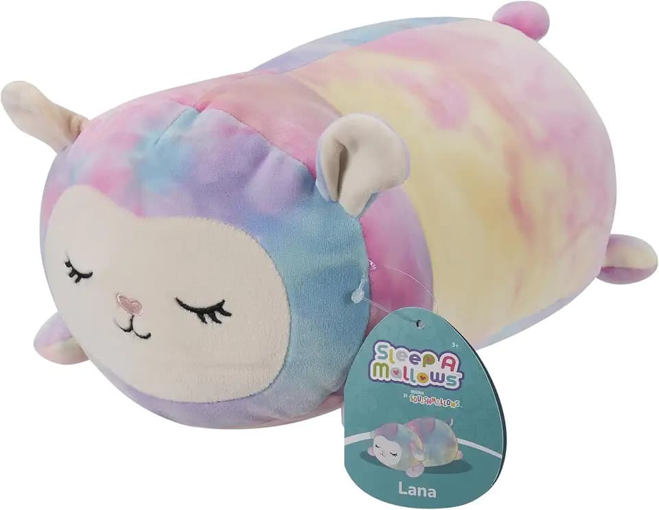 Squishmallows Original 12in Lana The Rainbow Lamb Sleepamallows – Official Jazwares Plush (Medium-Sized)