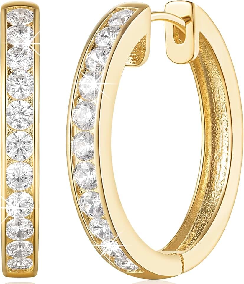 Gold Hoop Earrings 14K Gold Earrings for Women