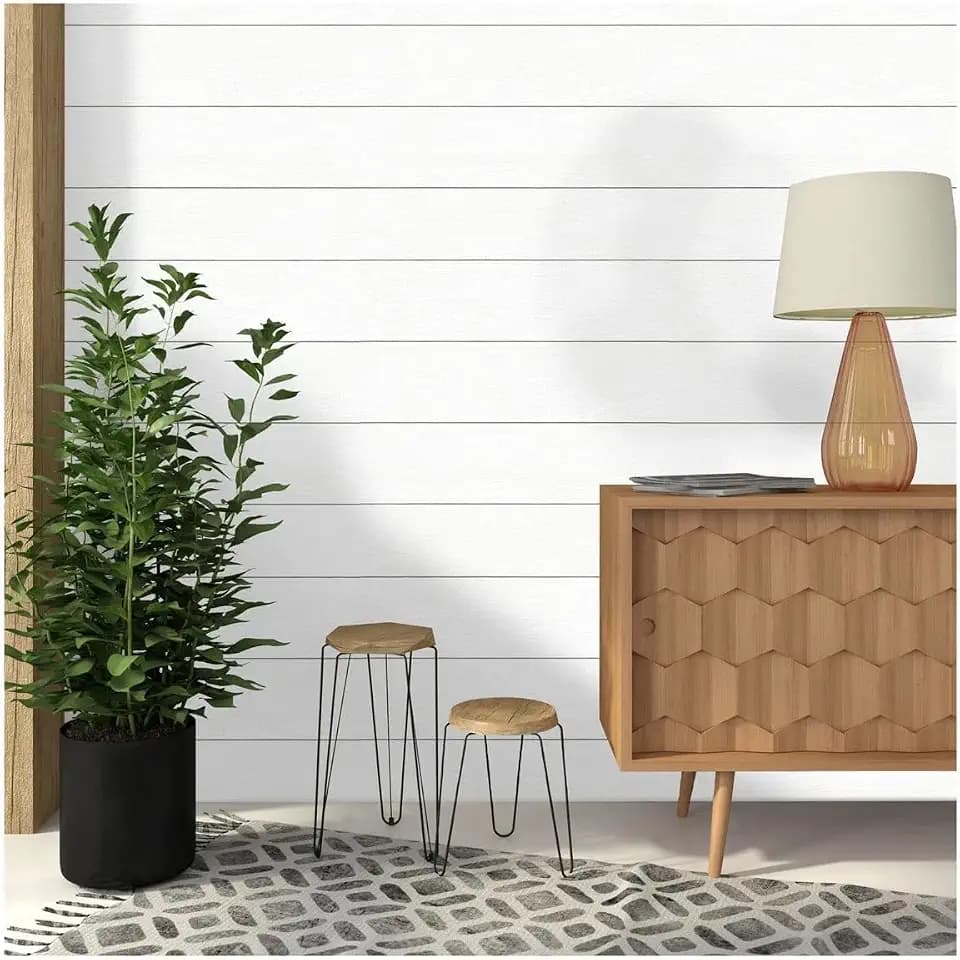 Real Wood Wall Planks-5" White Shiplap Panel Peel and Stick 10Pack 12.5SqFt