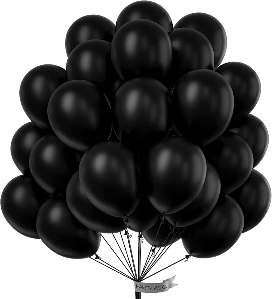 PartyWoo Black Balloons 100pcs Matte Latex Helium Balloons 10 Inch