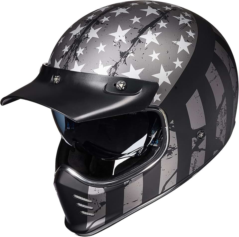 ILM Vintage Full Face Motorcycle Helmet for Adults Men DOT ECE Model Z502