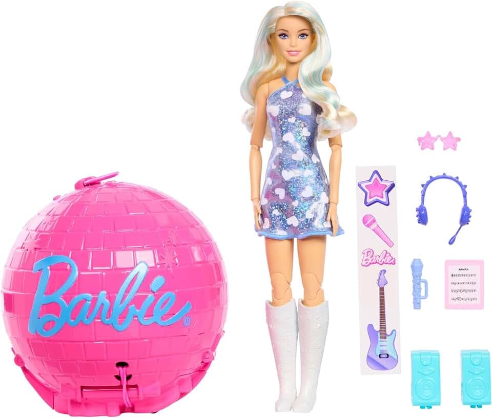 Barbie Team Roll & Reveal Popstar-Puppe mit Zubehör