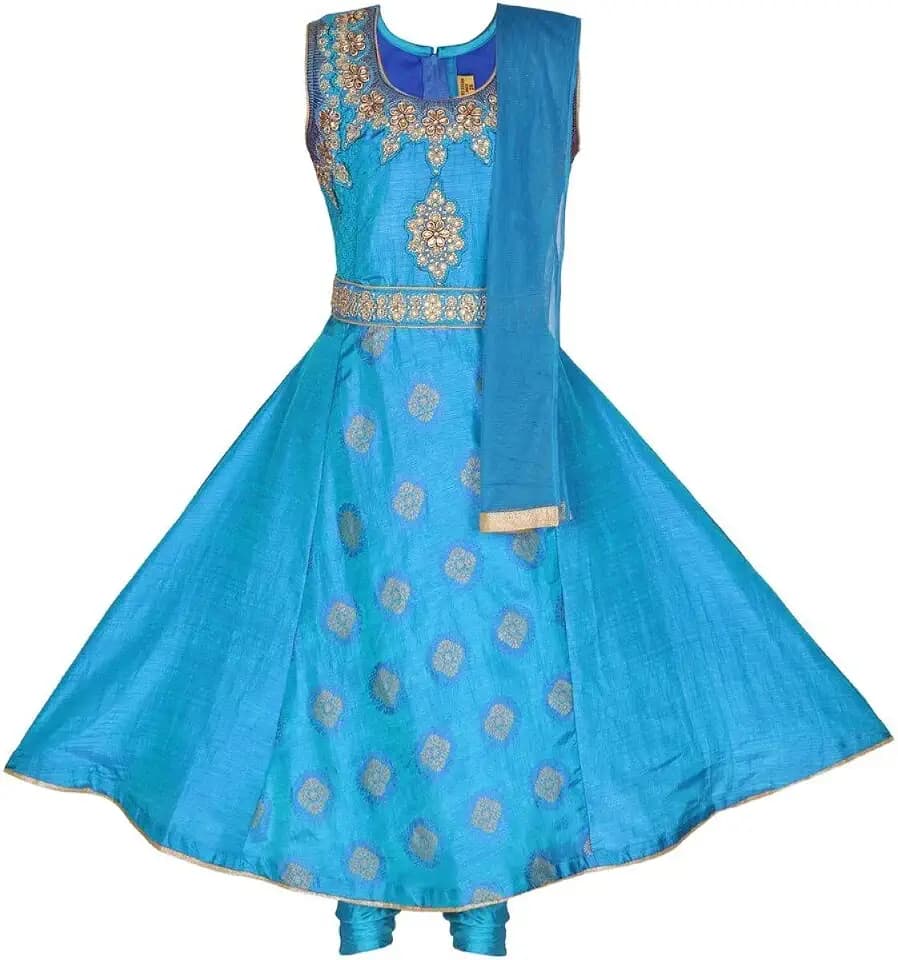 Ashwini Girls Indian Ethnic Salwar Suit with Neck Embroidery Work | Readymade Indian Kids Ethnic Salwar Suit