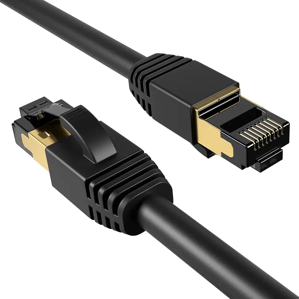Cables Direct Online Cat8 Black 10FT SFTP Ethernet Patch Cable 40Gbps 2000Mhz Connection 26AWG Shielded Copper RJ45 Backwards Compatible with Cat5, for Cat6, Cat7 for Modems, Routers, Networks