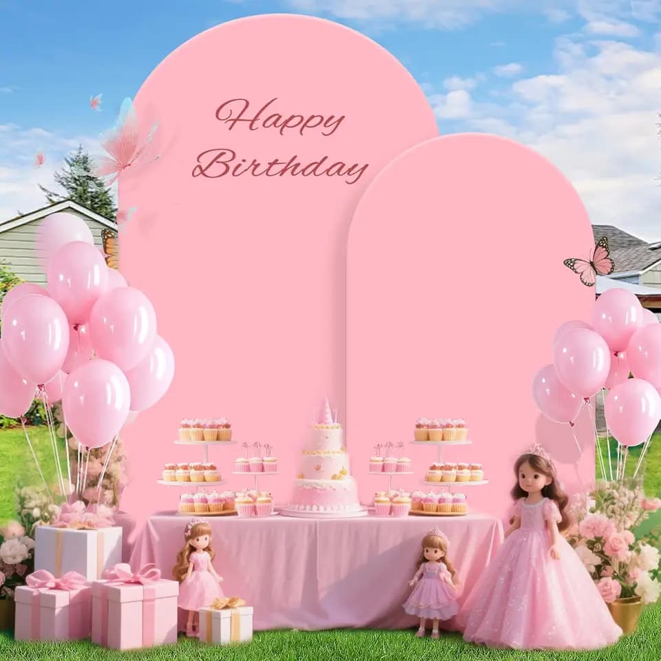 Thick Arch Backdrop Cover 7.2FT 6FT, Pink Arch Covers Stretchy Backdrop with Zipper Set of 2 Spandex Fitted Chiara Stand Cover for Wedding Birthday Party Baby Shower (No Arch Stand)