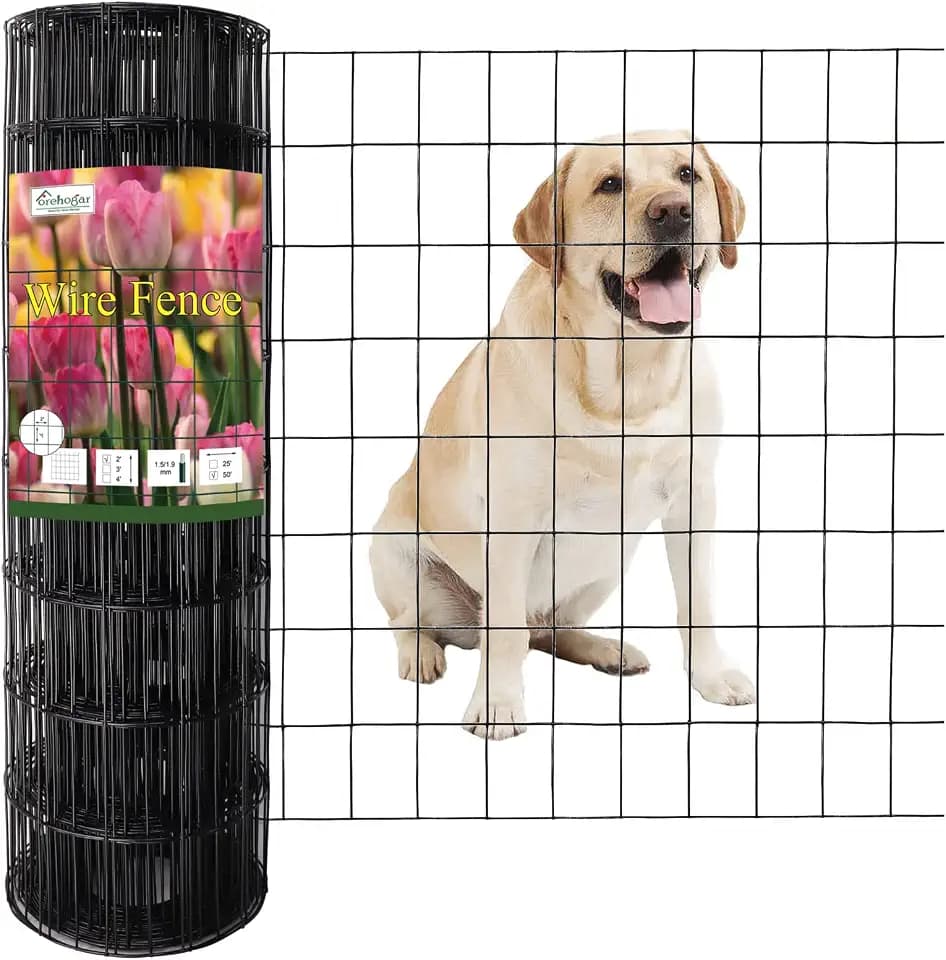 Black PVC Coated Welded Wire Fence 24" x 50' Roll, 2"x3" Mesh, 16 Gauge