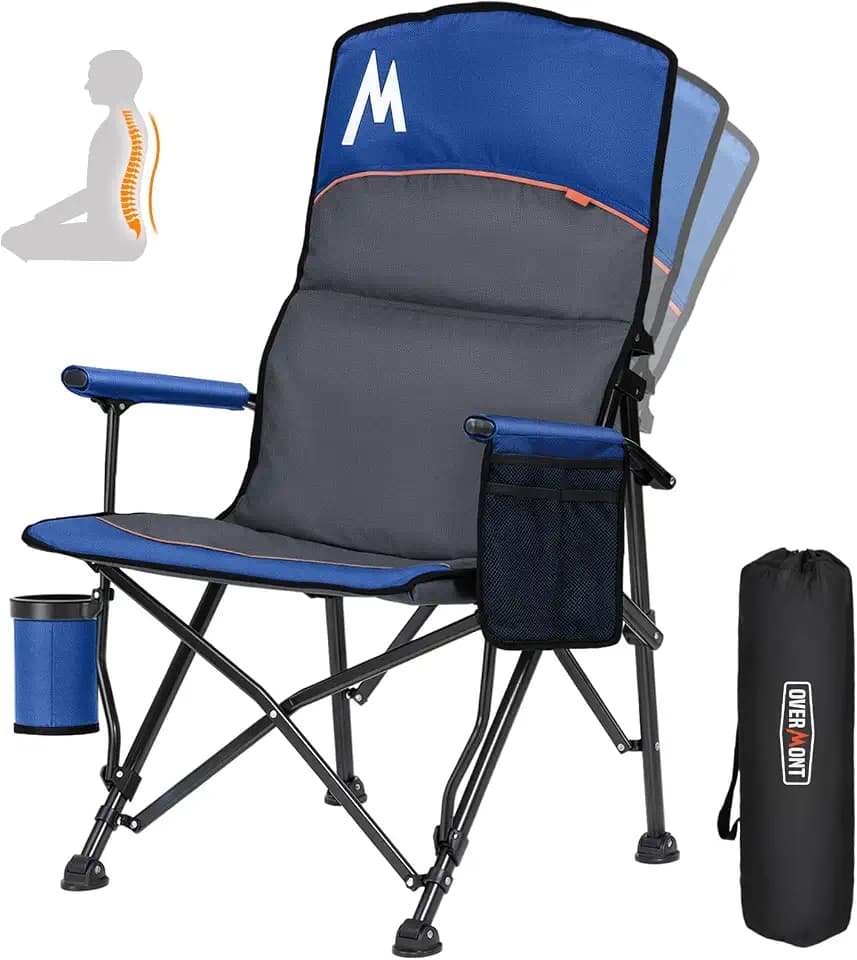Overmont Camping Chair with Lumbar Support, 450LBS Oversized with High Back