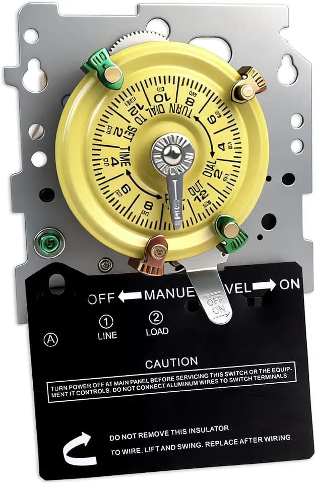 T101M Pool Timer Mechanism Only, Pool Pump Timer, 120V SPST 40A Single-Pole Single-Throw Time Switch, 24 Hour 12 ON/Off, Heavy-Duty Mechanical Time Switches, Not for T104 Series,5 Years Warranty