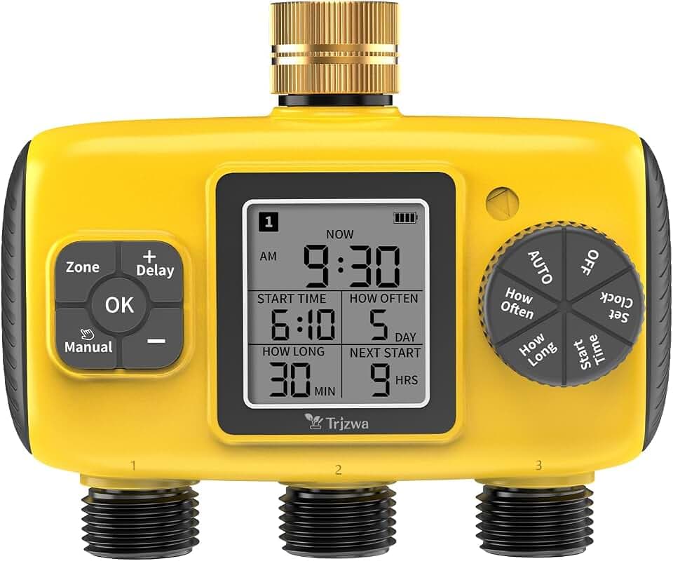 3 Zone Sprinkler Timer for Garden Hose, Brass Inlet Yard Irrigation