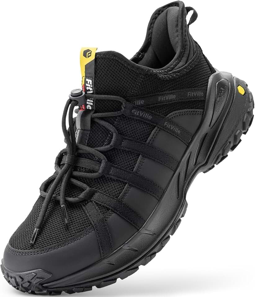 FitVille Wanderschuhe Herren Extra Breit Trekkingschuhe rutschfeste Slip On Outdoor Schuhe Atmungsaktiv Bergschuhe Leicht Walkingschuhe Weit Herren Sneaker