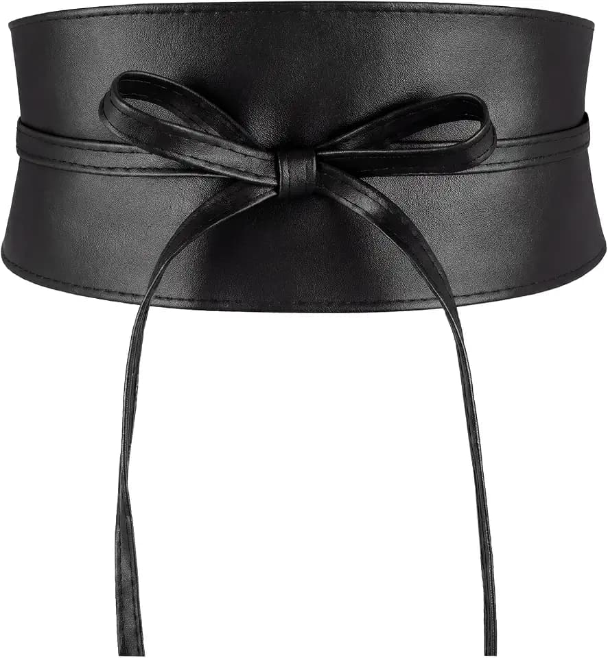 Wide Obi Belts for Women Thick Waist Wrap Faux Leather Corset Belt