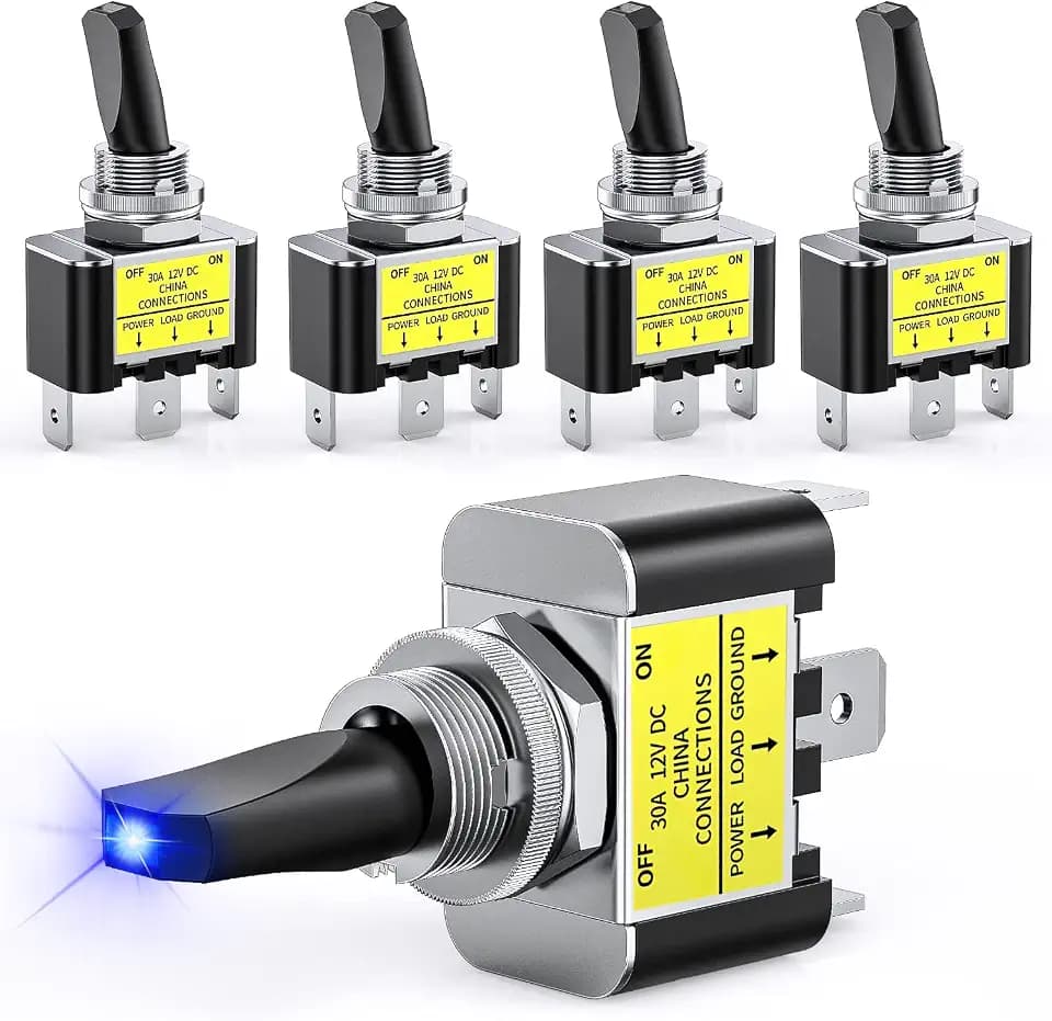 Nilight 5PACK LED Toggle Rocker Switch ON Off 12V 30A Blue