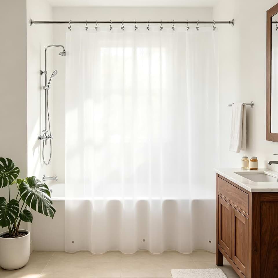 Barossa Design Long Frosted Shower Curtain Liner with 3 Magnets, 72" x 75"