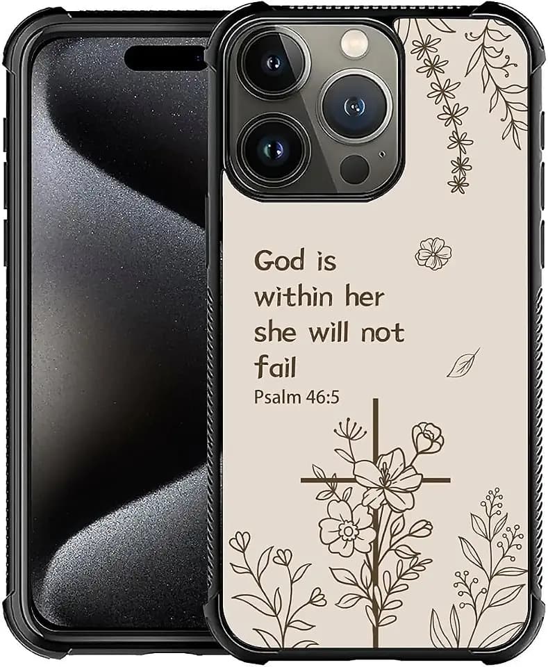 for iPhone 16 Pro Max Case | Classic Slim Cover Design | Biblical Floral Cross