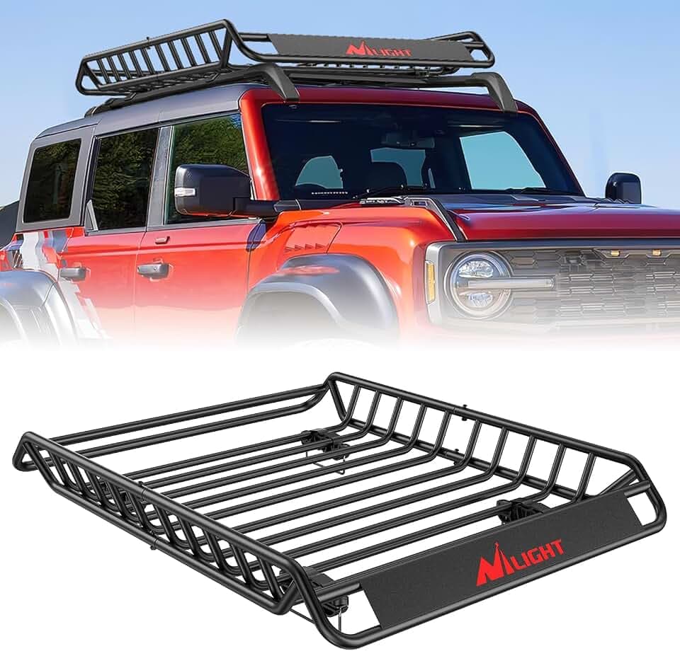 Nilight 51" x 36" x 5" Universal Roof Rack Cargo Basket | Rooftop Cargo Carrier, Luggage Holder for Vehicle, Max 200LBS Capacity, Fits SUV and Truck, Perfect for Travel