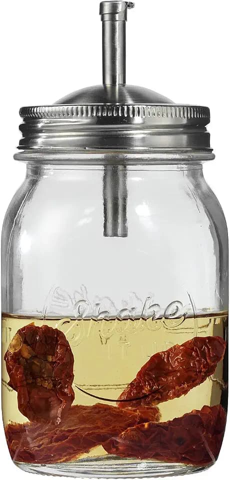 Jamie Oliver JAR Glasspender mit Klappdeckel, Edelstahl, Glas, 17x8x8 cm
