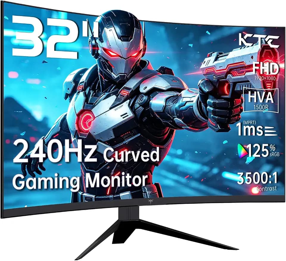 KTC 32 inch 240Hz Curved Gaming Monitor, 1080P Curved Monitor 1ms, H32S17F