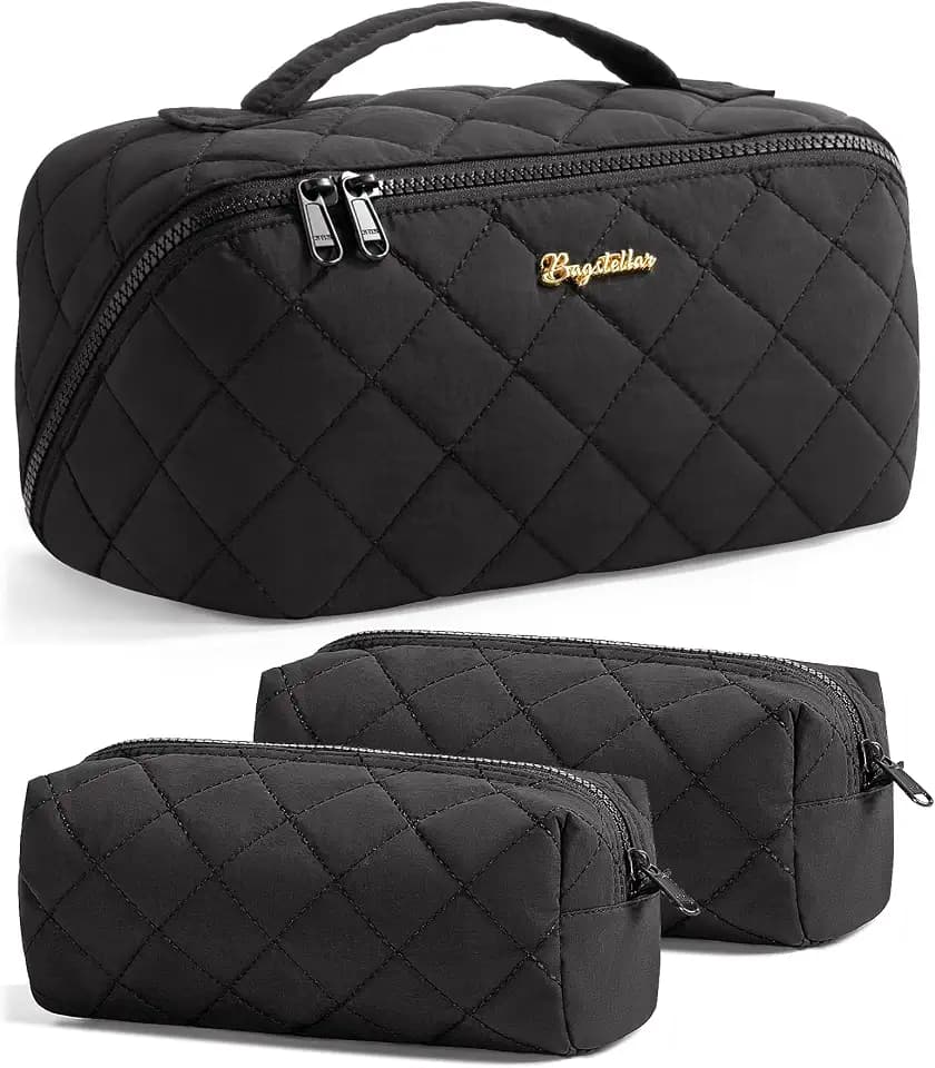 Travel Makeup Bag, Large Capacity Puffy Toiletry & Cosmetic Bag for Women