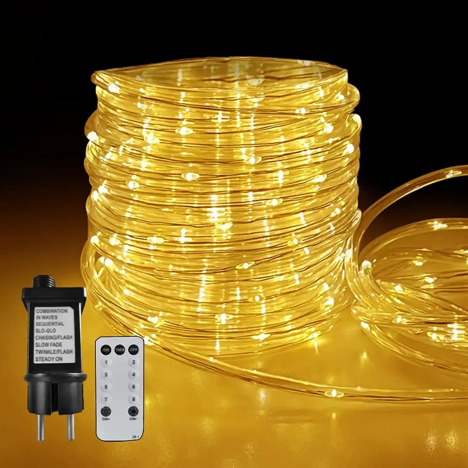 FANSIR 20M 200 LED Lichterschlauch mit Fernbedienung Lichterkette, 8 Modi Dimmbar IP44 Wasserdicht Lichtschlauch, Led Schlauch für Innen Außen Deko Weihnachten Party Hochzeit (Warmweiß)