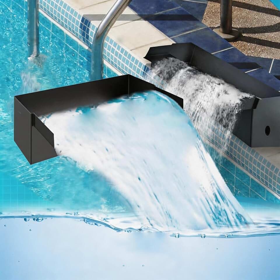 Teich Wasserfall für Gartenteich, 30CM Edelstahl Teichwasserfall Set Garten Teich Brunnen 304 Edelstahl mit Wasserfall Deko Garten Teich Wasserspiel Patio Terrasse Außenteich (Ohne Pumpe
