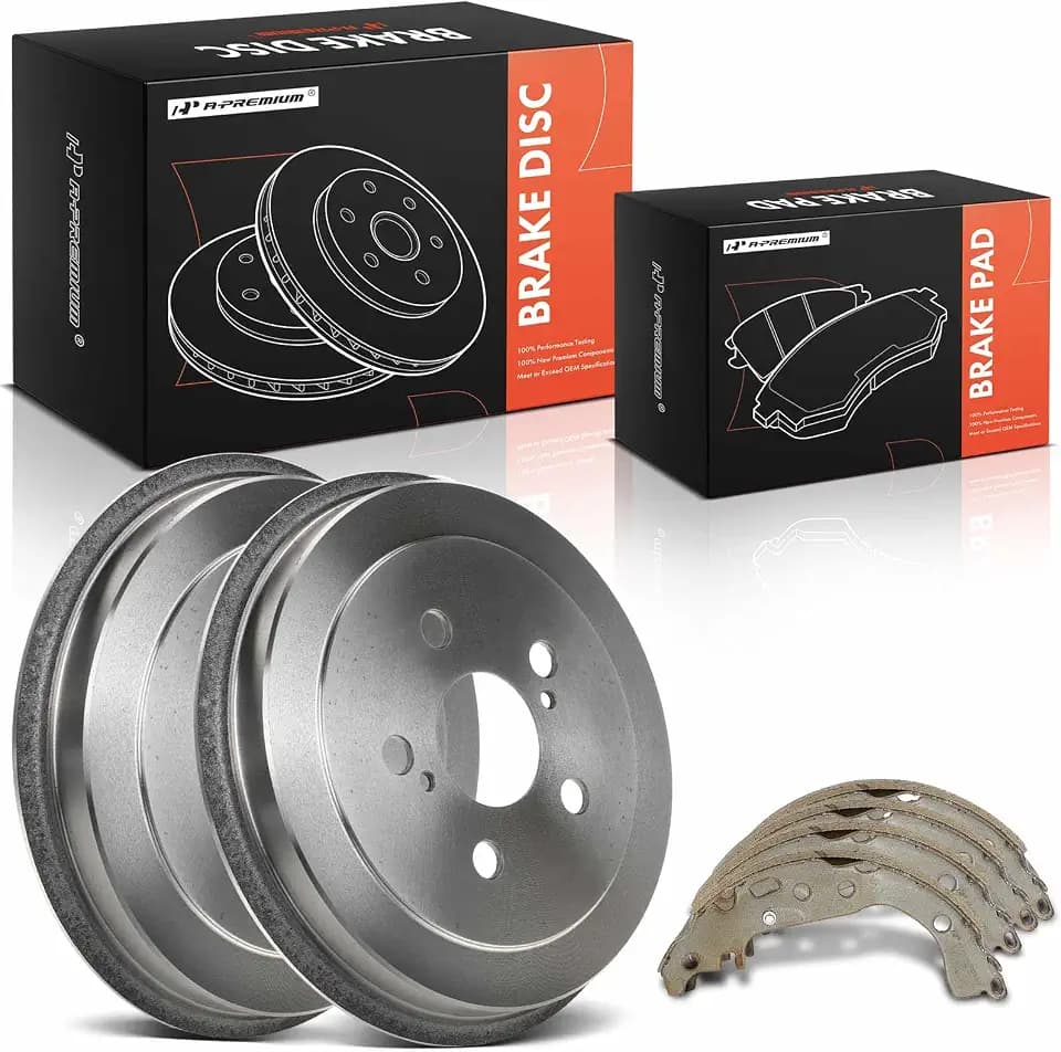 A-Premium Rear Brake Drums and Shoes Set Compatible with Honda Models