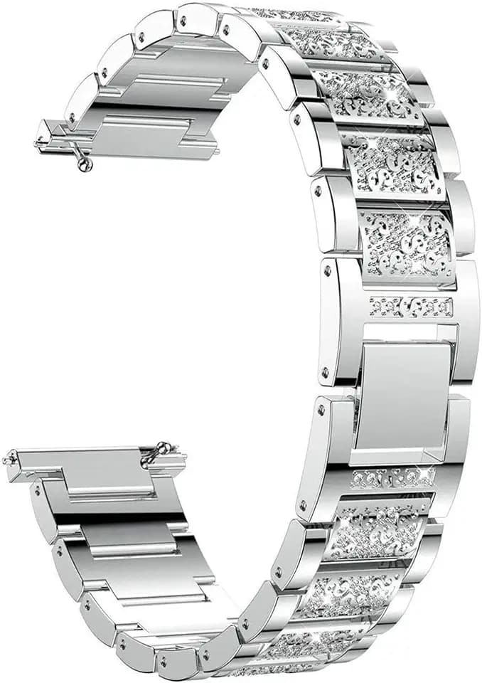 Lamshaw 18mm 20mm 22mm Bling Watch Bands, Quick Release Women Jewelry Bling Diamond Metal Dressy Strap Adjustable Replacement Strap Accessories Sports Band for Men Women