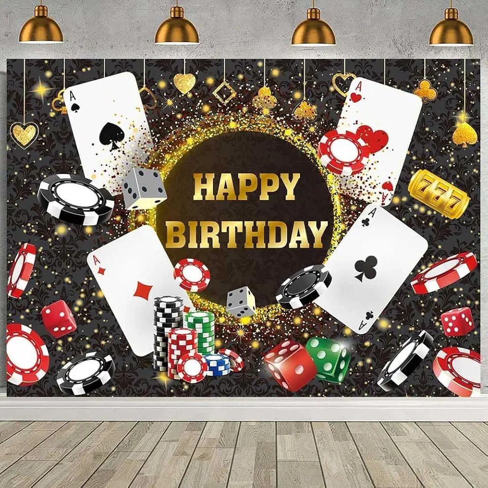 Casino Birthday Backdrop Las Vegas Casino Night Party Background 7X5FT