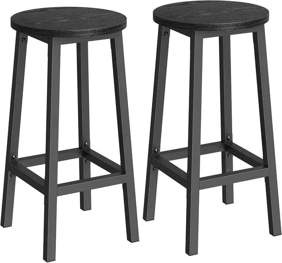 VASAGLE Barhocker, 2er Set, 65 cm hoch, mit Fußstütze