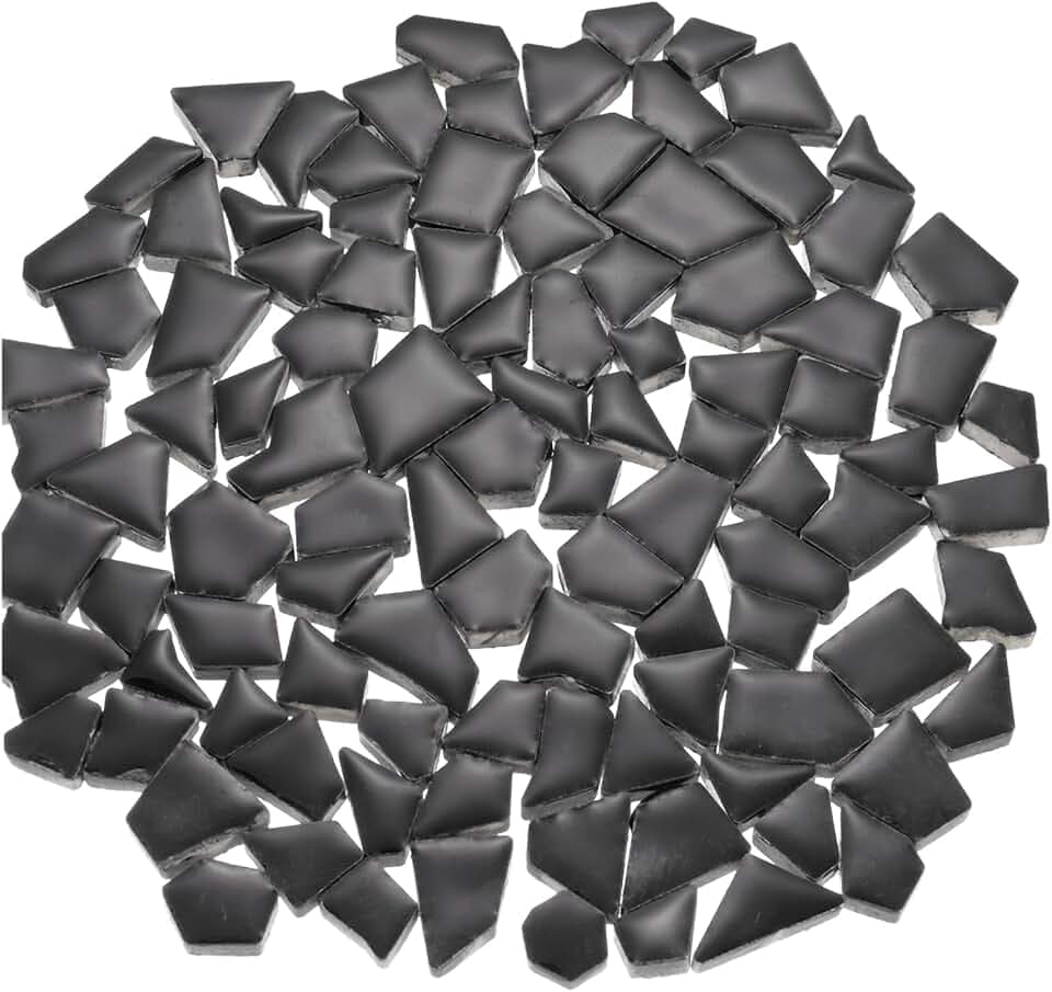 uxcell 500g/1.1LB Irregular Ceramics Mosaic Tiles, 1.3-2 cm Bulk Stained Ceramic Mosaic Pieces Stones Mosaic Kits for DIY Art Craft Projects Home Decor, Black