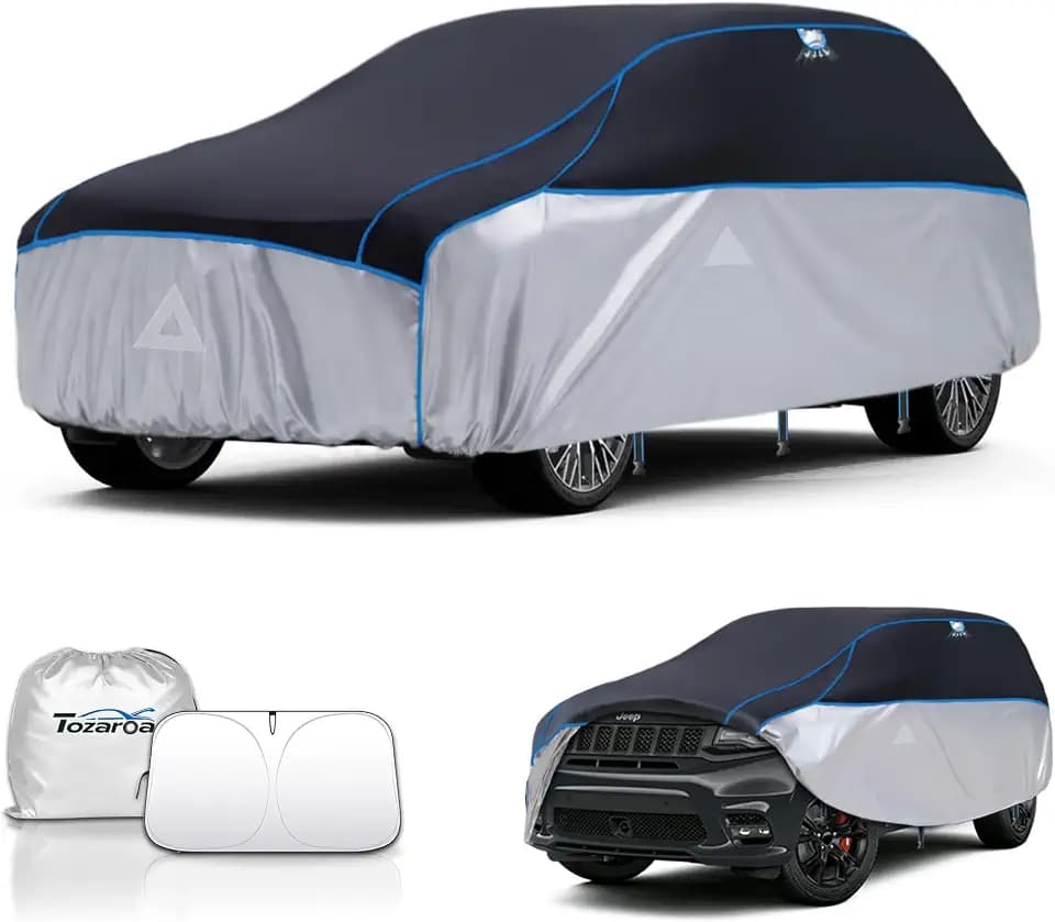 Hail Protector Car Cover for SUV(Length:Length:191"-201")+Gift Windshield Sunshade, Multi-Layered EVA Hail Proof Car Cover, Padded Car Hail Protector Cover for Explorer, Telluride, Palisade,Pilot etc.