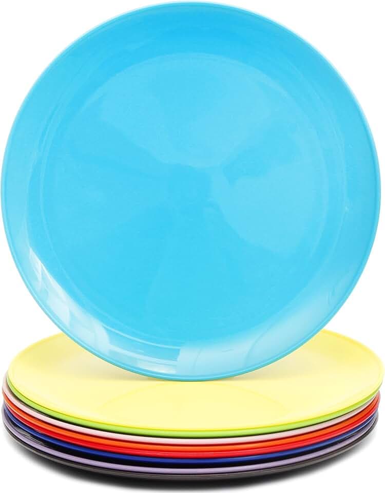 Youngever 20 CM Große Kunststoffteller, Kleine Teller, Salatteller, Dessertteller, 9er Set (Rainbow)