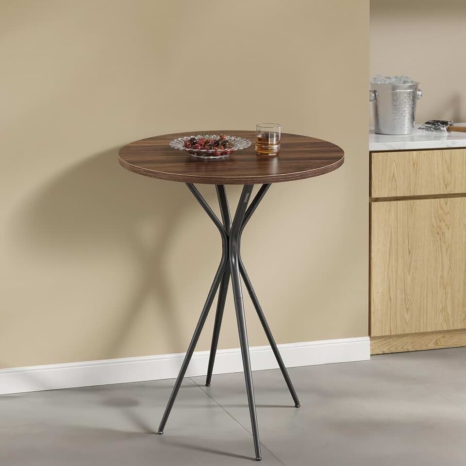 VASAGLE Bar Table, Round Cocktail High Top Pub Bistro Table, Steel Frame
