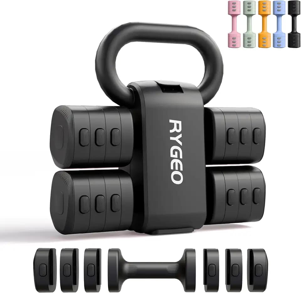 2-in-1 Adjustable Dumbbell Set for Women - 4 Levels (2.2lbs to 12.1lbs) - Home Gym Weights for Women at Home - Fitness Dumbbells