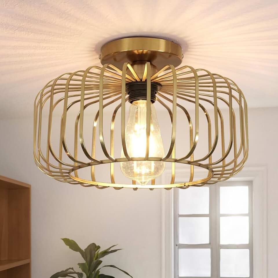 FRIDEKO HOME Deckenlampe Golden Modern Deckenlampe aus Metall E27-Fassung