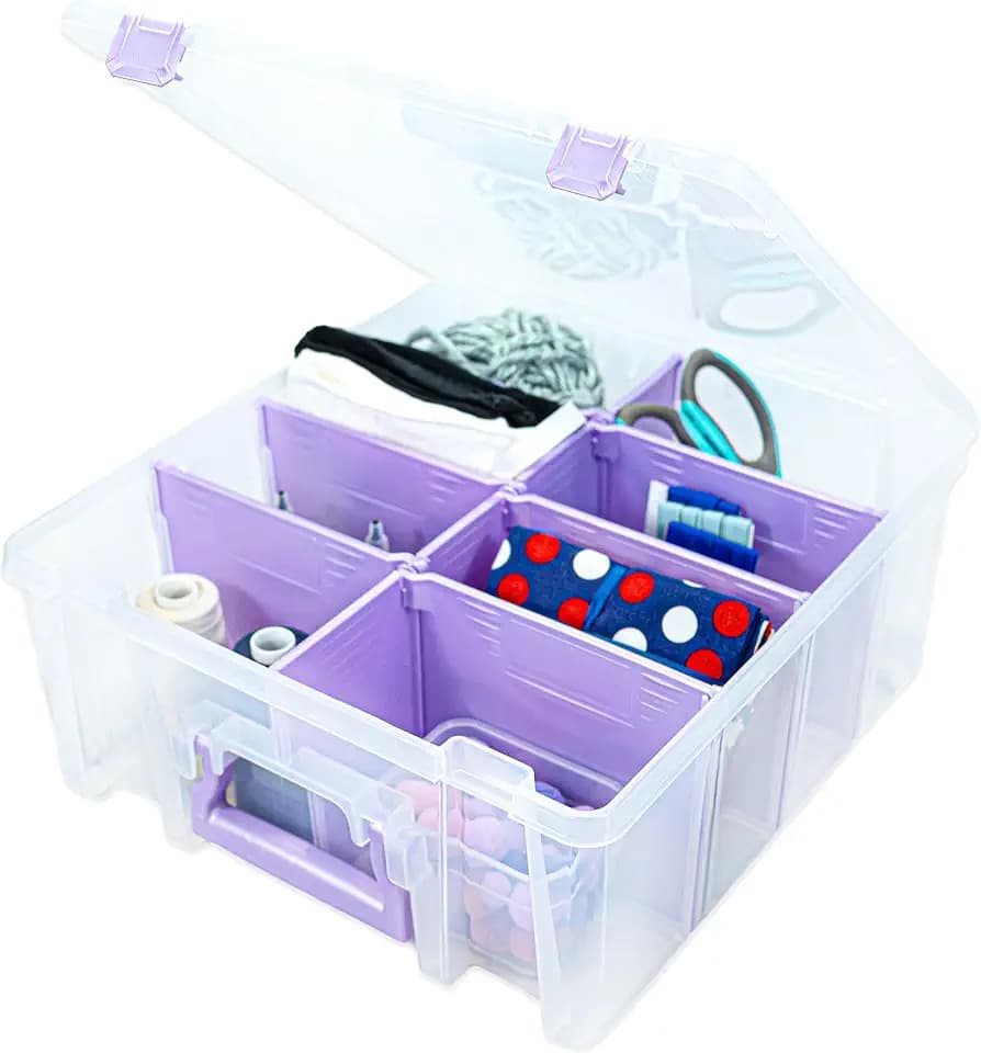 ArtBin Super Satchel Double Deep, 8-Compartment Craft Box, Purple