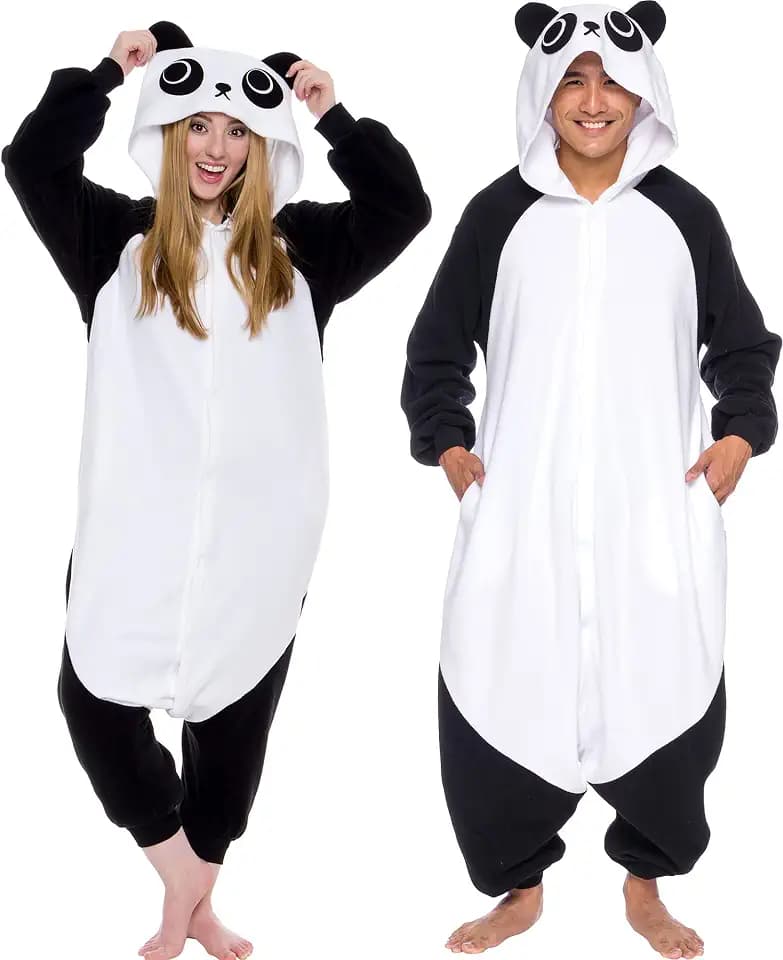 Funziez! Adult Onesie Halloween Costume Animal Dinosaur Shark Unisex Plush One Piece Cosplay Suit for Adults, Men and Women