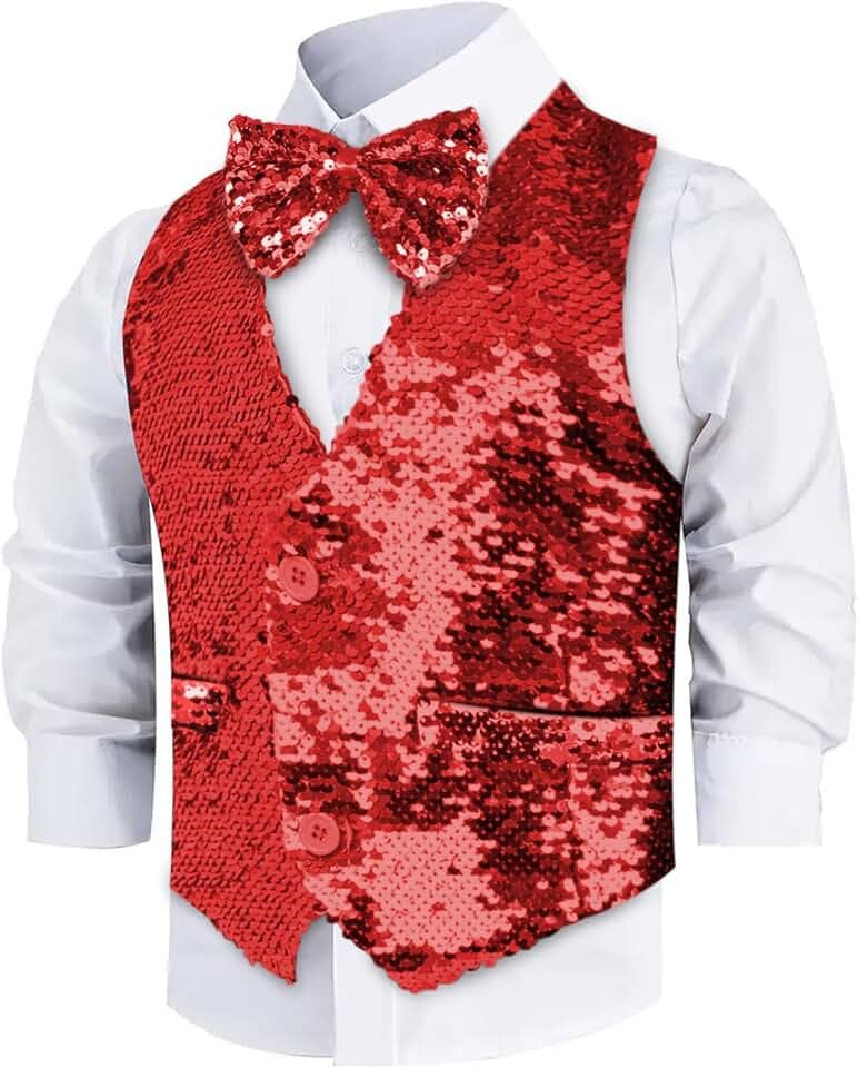 Dress Up America Paillettenweste Mit Fliege – Glitzernde Weste Für Jungen – Paillettenweste Für Kostümpartys Für Kinder – Glitzermantel Für Jungen