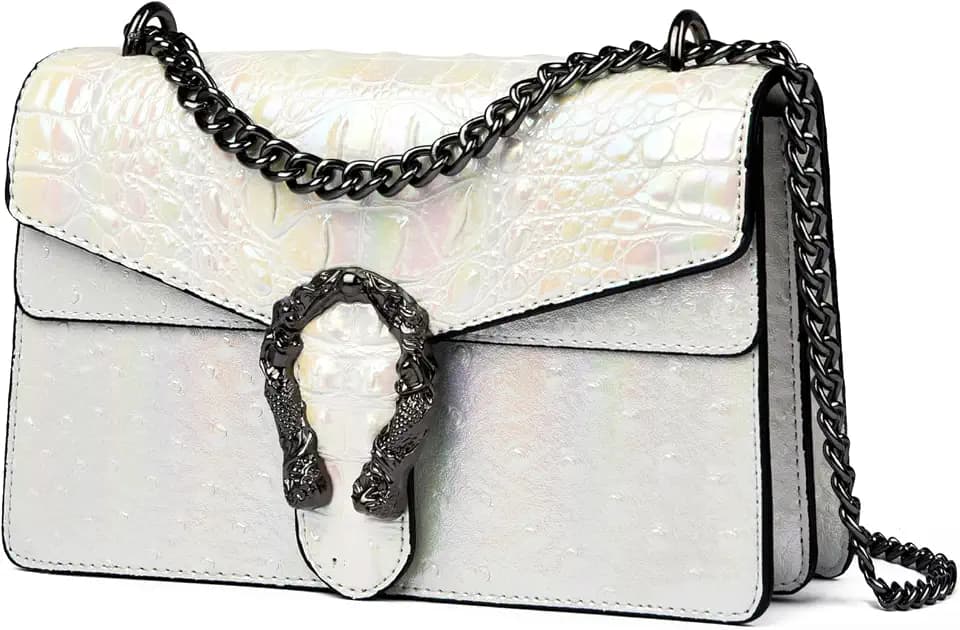 MYHOZEE Crossbody Bags for Women - Snake Printed Clutch Purses Leather Chain Shoulder Bags Evening Handbags