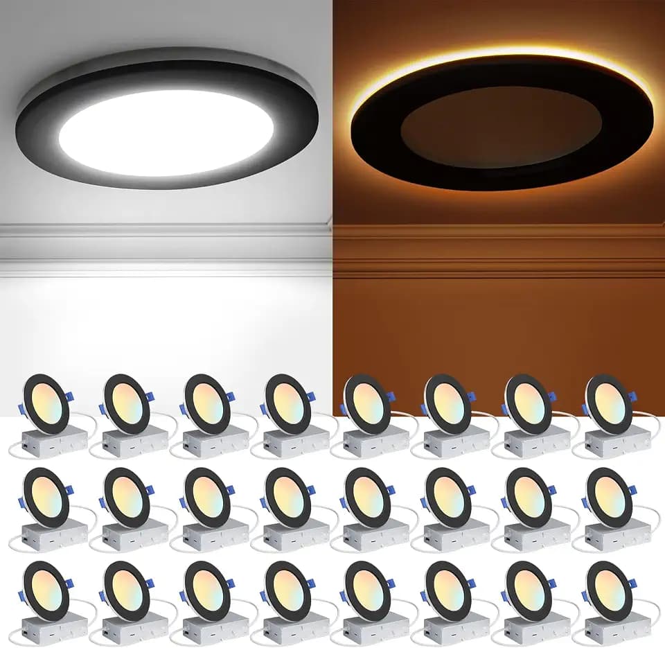 Ensenior 24 Pack 4 Inch LED Recessed Lights with Night Light, 5CCT 750LM