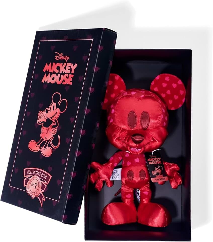 Simba 6315870307 - Disney Love Mickey Mouse, Sammler Plüschtier in Geschenkbox, Nr. 7 der Kollektion von 12, Amazon Exclusiv, 35cm Plüschfigur, Sammlerstück, ab den ersten Lebensmonaten geeignet