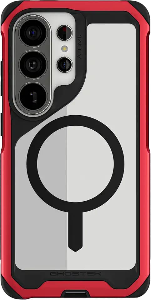 Ghostek Atomic Slim Samsung Galaxy S26 Ultra Case MagSafe Compatible, Magnetic Clear Heavy Duty Metal Cover Designed for 2026 S26Ultra (6.9") (Red)
