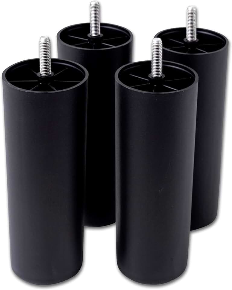IPEA 4X Möbelfüße für Möbel und Sofas aus Kunststoff – Höhe 19 cm – Made in Italy – Set mit 4 Füßen für Sessel und Möbel – Minimal – Schraubbare Füße mit Schraube 10 m – Beine - Farbe Schwarz