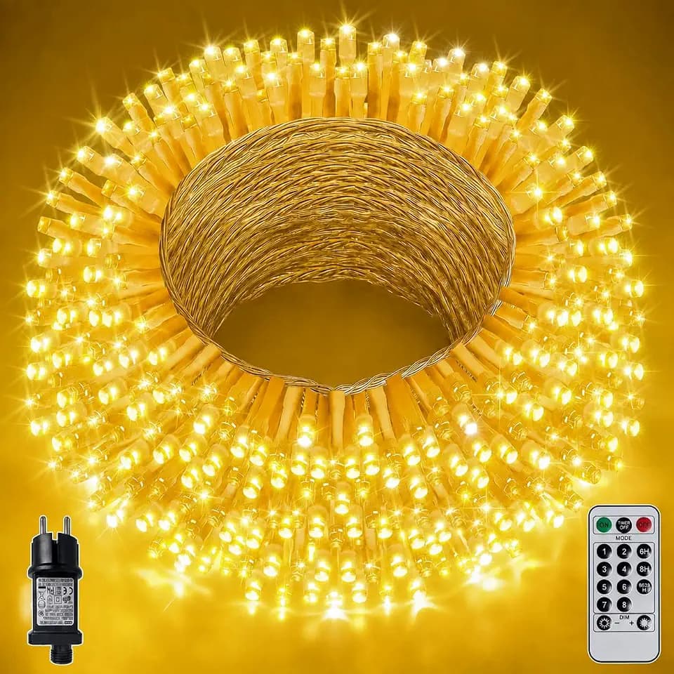 Lichterkette Außen 400LED 40M Warmweiß IP44 Wasserdicht Strombetrieben, Outdoor Lichterkette mit Fernbedienung 8 Modi Timer für Garten Balkon Weihnachten Hochzeit Party